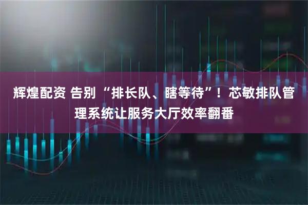 辉煌配资 告别 “排长队、瞎等待”!芯敏排队管理系统让服务大厅效率翻番