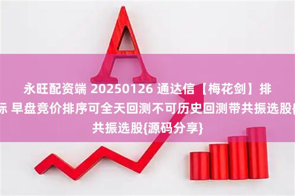永旺配资端 20250126 通达信【梅花剑】排序选股指标 早盘竞价排序可全天回测不可历史回测带共振选股{源码分享}